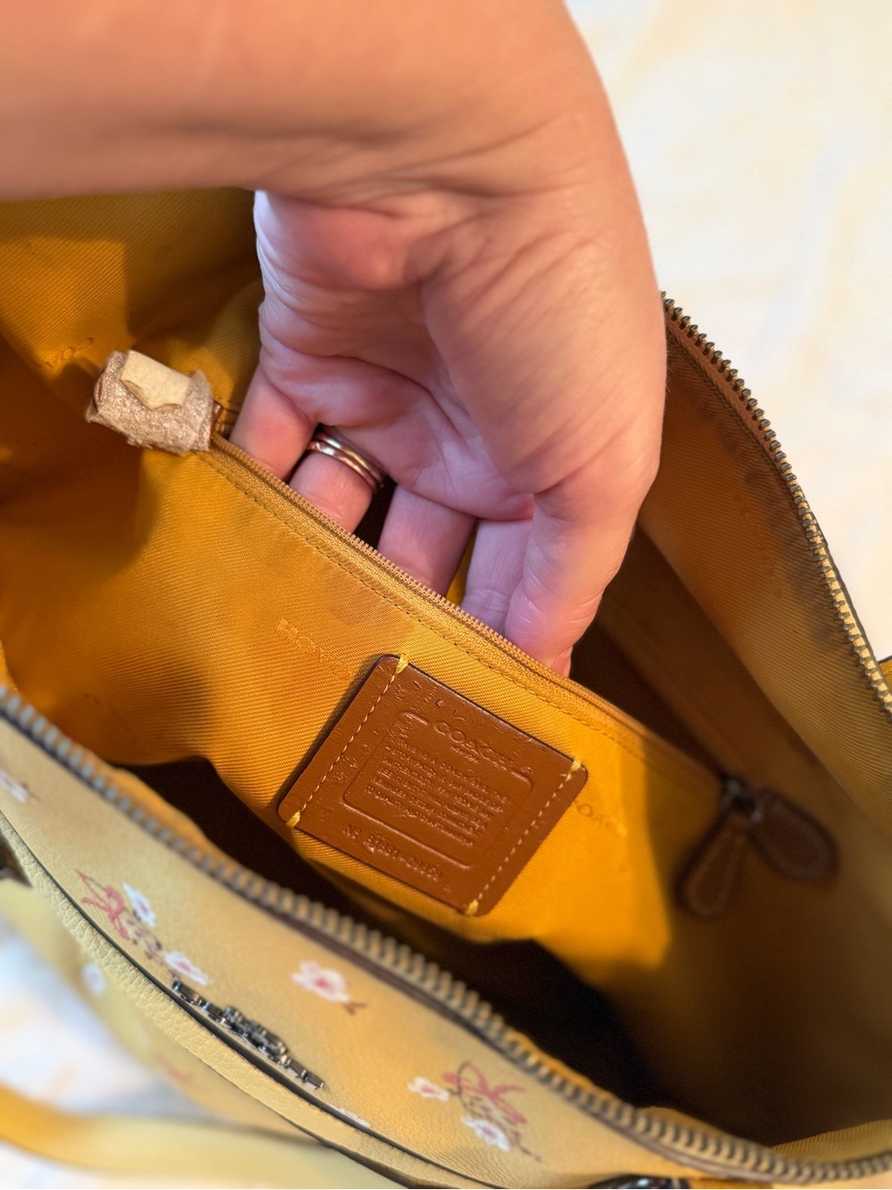 Coach Yellow Floral Zip-Top Tote - Picture 4 of 6
